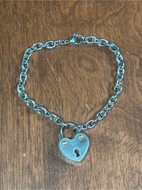 Heart Padlock Chain Bracelet - Silver